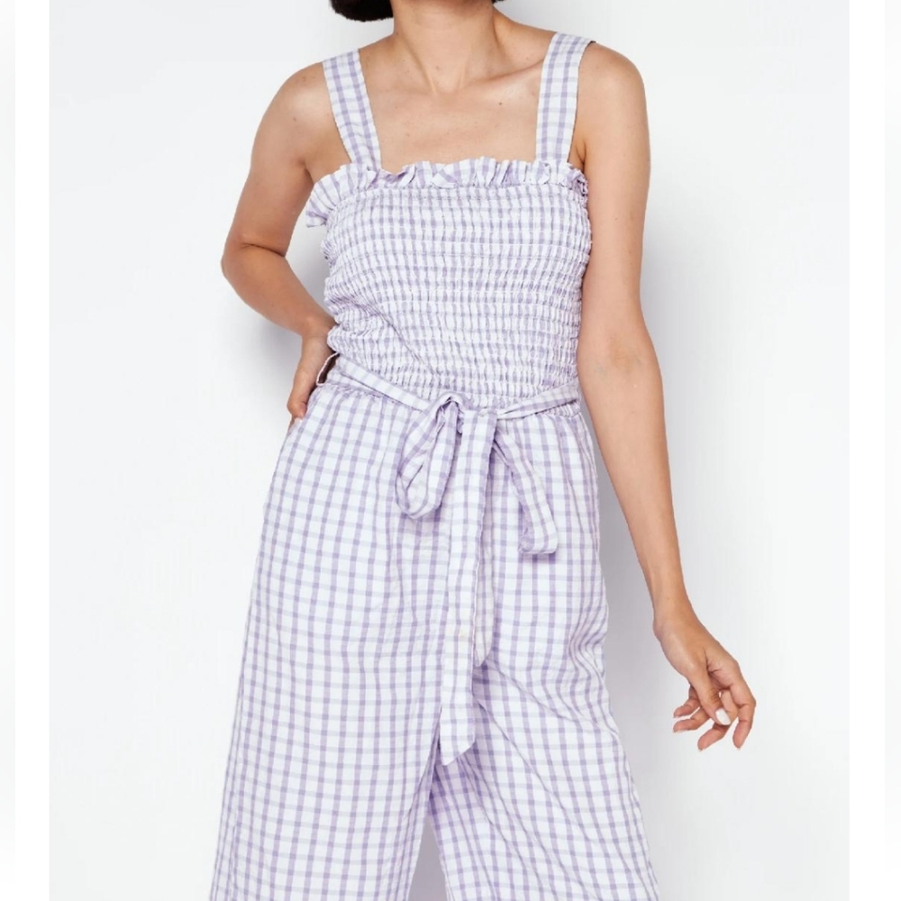 NWT RILEY & RAE | Checkered Smocked Jumpsuit - Picture 4 of 5